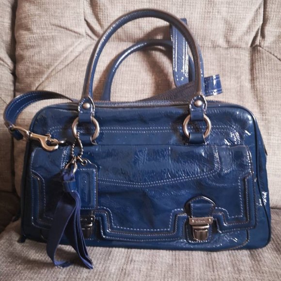 Coach Blue Patent Leather Bag - Picture 1 of 4